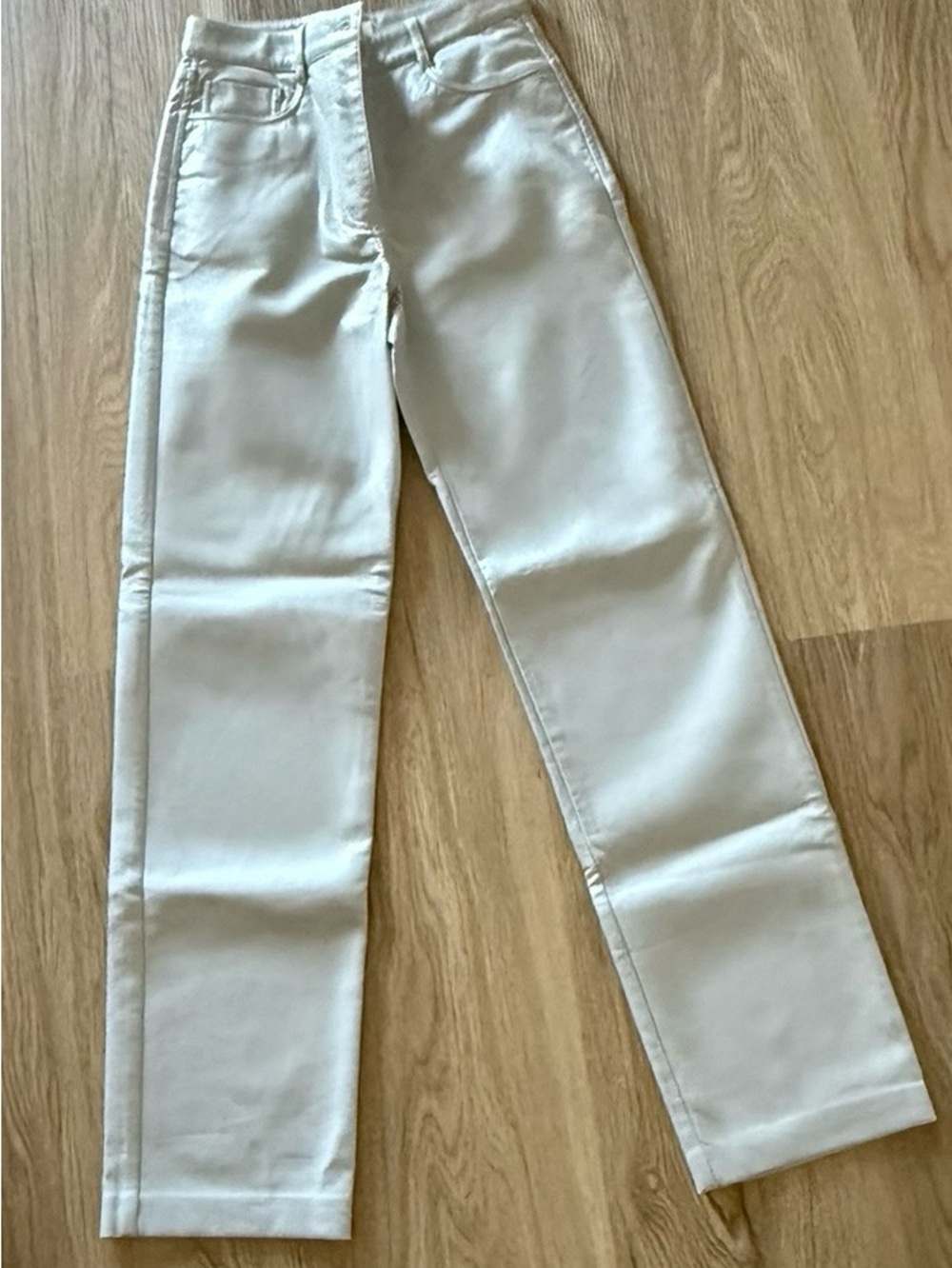 High-Rise Straight Leg Jeans in Light Cream